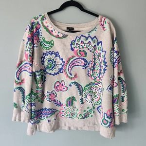 TALBOTS Super Soft High low Paisley Sweatshirt - Size 1x